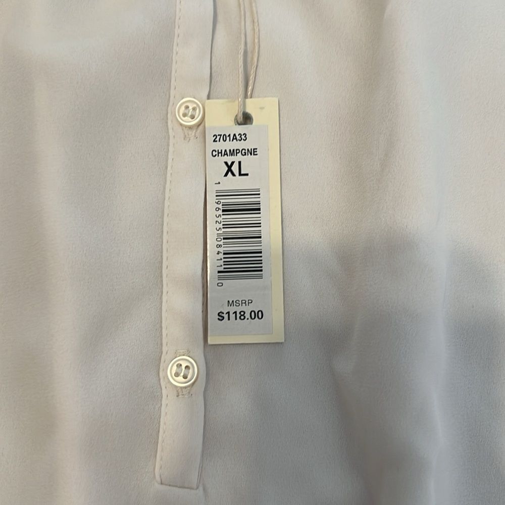 Max Studio Light Beige Blouse with Ruffled Neckline - Picture 3 of 14